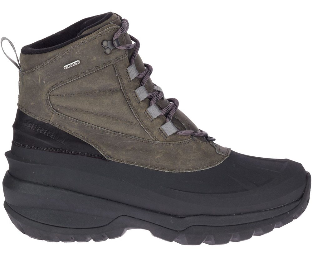 Kozaki Merrell Męskie Szare/Czarne - Thermo Slush Mid Shell Waterproof - 918736-VGQ